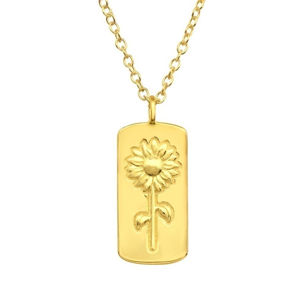 14k Gold Vermeil Tag Sunflower Necklace​